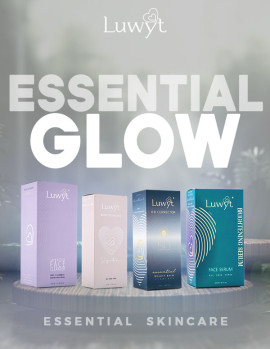 LUWYT ESSENTIAL GLOW KIT curated combo pack for essential skin care with,
LUWYT ACTIVE CLEANSER CREAM
LUWYT MOISTURIZING GEL
LUWYT RENEW INTENSE BRIGHTENING SERUM
LUWYT ESSENTIAL BEAUTY BALM FLAWLESS
LUWYT VIBRANT LIP SHADE (COMPLEMENTARY)