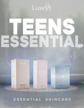 LUWYT TEENS ESSENTIAL CARE combo pack for essential skin care with
LUWYT INTENSE HYDRATING CLEANSING GEL
LUWYT MOISTURIZING GEL
LUWYT ESSENTIAL DAILY DEFENCE AQUA GEL
LUWYT VIBRANT LIP SHADE (COMPLEMENTARY)