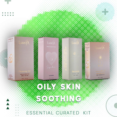 LUWYT OILY SKIN CARE SOOTHING KIT curated combo pack for essential skin care with, 
LUWYT INTENSE HYDRATING CLEANSING GEL
LUWYT RETINOL FACE SERUM FOR OILY SKIN
LUWYT ESSENTIAL SUN DEFENCE
LUWYT MOISTURIZING GEL
LUWYT VIBRANT LIP SHADE (COMPLEMENTARY