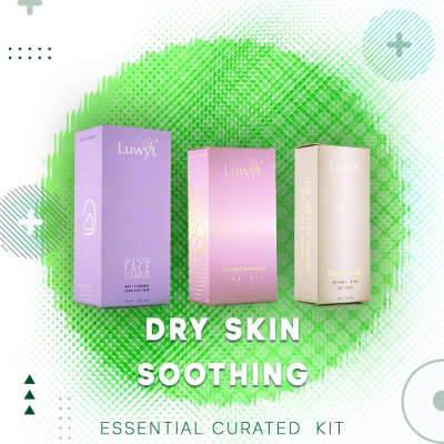 
LUWYT DRY SKIN CARE SOOTHING KIT curated combo pack for essential skin care with, 
LUWYT ACTIVE CLEANSER CREAM
LUWYT ENRICHED MOISTURISER WITH EMU OIL
LUWYT RETINOL FACE SERUM FOR DRY SKIN
LUWYT VIBRANT LIP SHADE (COMPLEMENTARY)