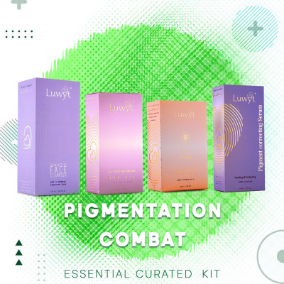 LUWYT PIGMENTATION COMBAT KIT combo pack for essential skin care 
LUWYT ESSENTIAL SUN EXPERT
LUWYT ENRICHED MOISTURISER WITH EMU OIL
LUWYT ACTIVE CLEANSER CREAM
LUWYT PIGMENT CORRECTING SERUM
LUWYT VIBRANT LIP SHADE (COMPLEMENTARY)
