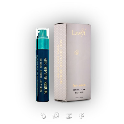 
LUWYT RETINOL FACE SERUM FOR OILY SKIN
Oil Control - Helps manage excess sebum for a shine-free, matte complexion.
Acne Reduction - Prevents pore congestion and reduces the appearance of blemishes.
Refined Texture - Promotes smoother, clearer skin wi